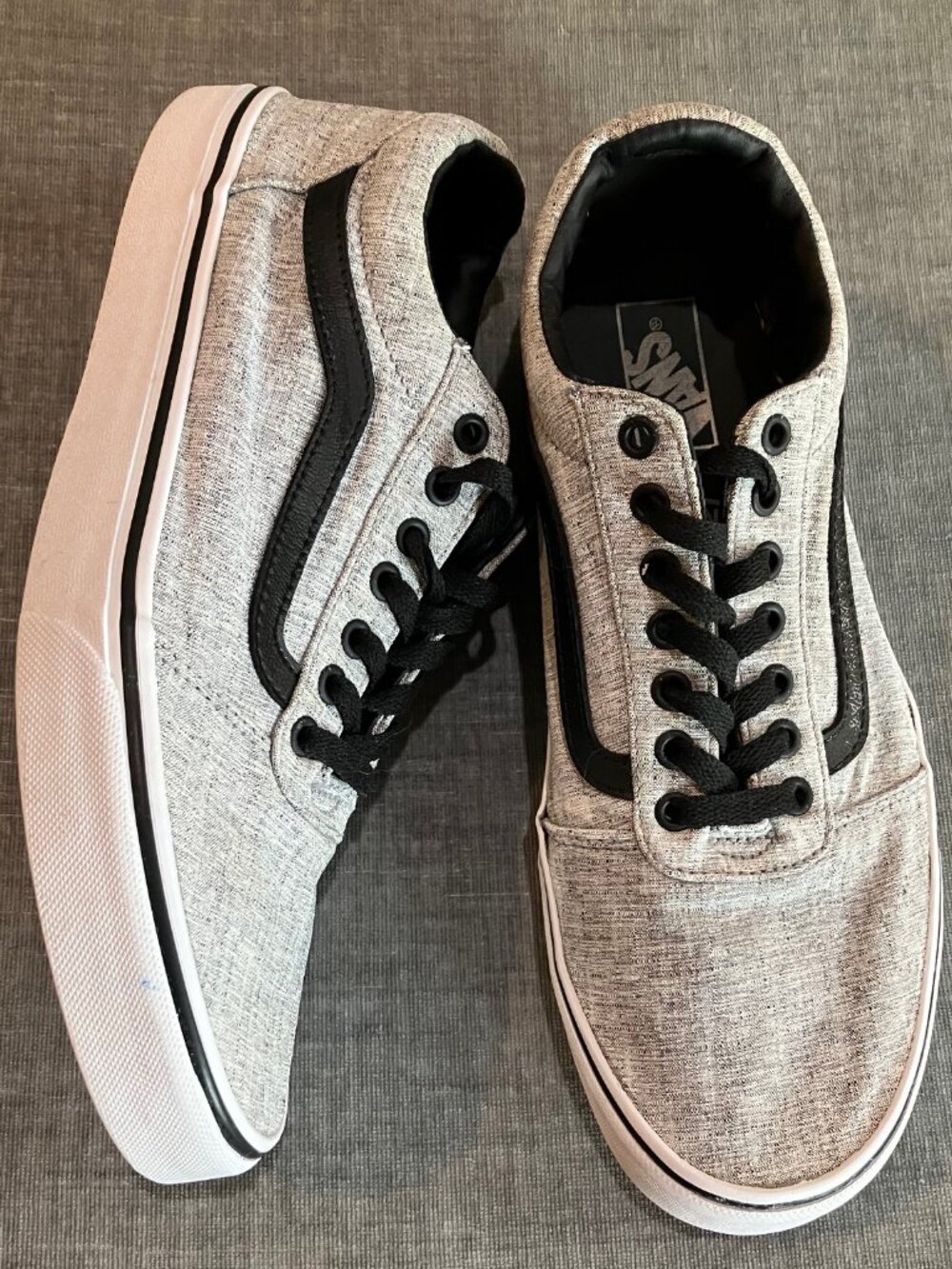 Vans Old Skool Mens 10.5 Gray Black Textile Skate Shoes Sneakers Waffle Y2K
